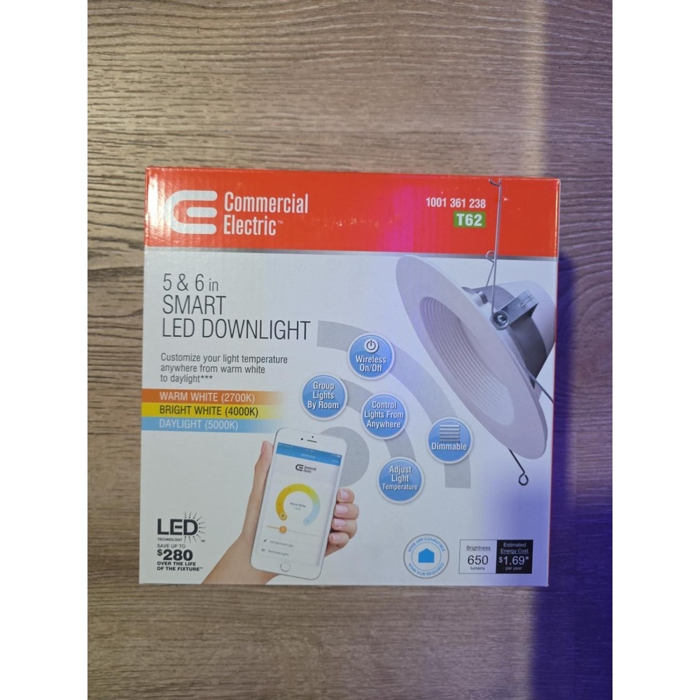 Commercial Electric 5/6" Smart LED Downlight 650 Lumens ZigBee T62
